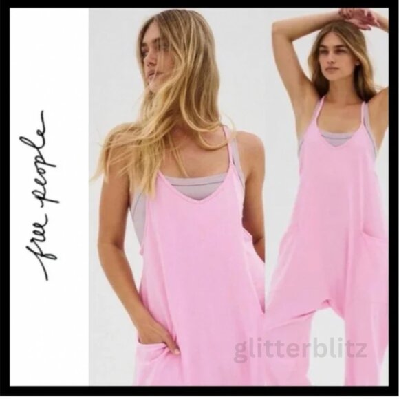 Free People Hot Shot Onesie Jumpsuit in Petal Pink / Pink Aura - Medium